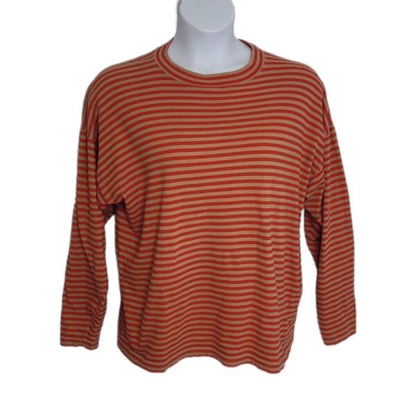 VINTAGE 90s‎ Liz Claiborne red striped long sleeve top t-shirt 1X - Picture 1 of 7